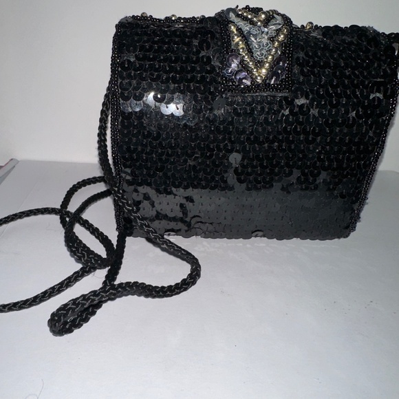 Vintage Art Deco Style Beaded Sequin Crossbody Bag – Elegant Evening Purse - Picture 2 of 5
